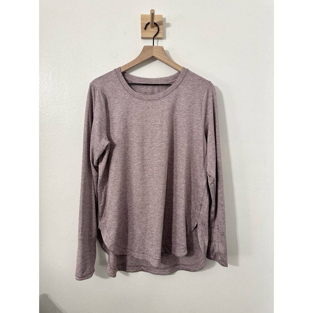 Athleta Women’s Uptempo Top Long Sleeve Thumb holes Sz Large Purple Activewear
